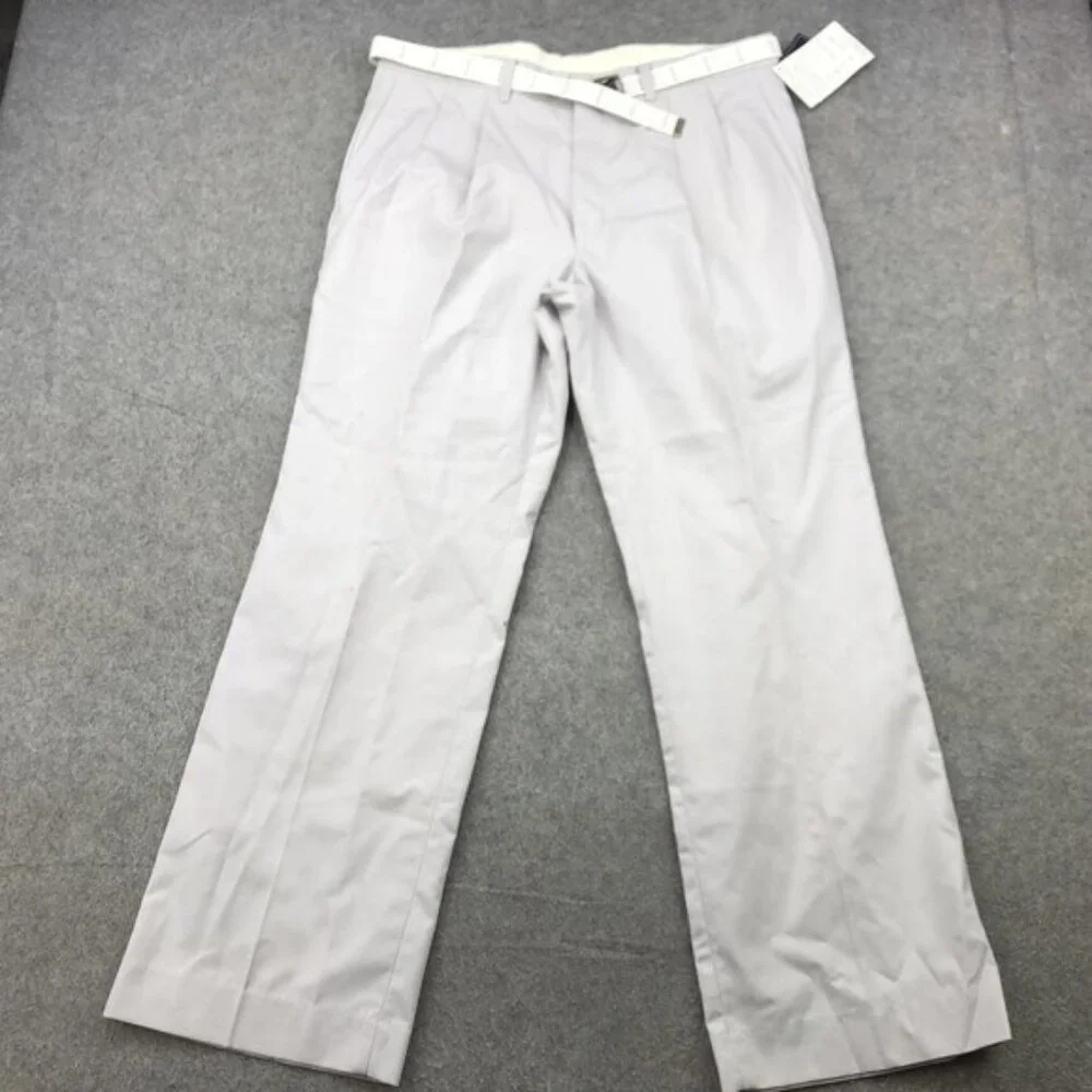Vintage Par Four Pants Men 36x30 Gray Visa Easy Care Belted Poly Cotton Golf USA